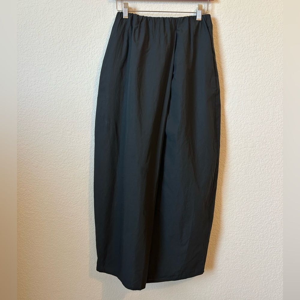 Alysi Chocolat Midi-Length Cotton Poplin Skort in Black, Size 0
